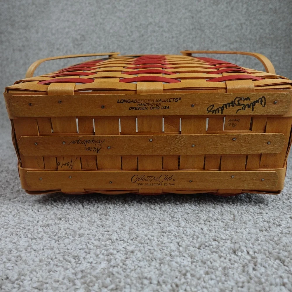 Longaberger 1998 Collectors Club 25th Anniversary Basket Handwoven Flag Design